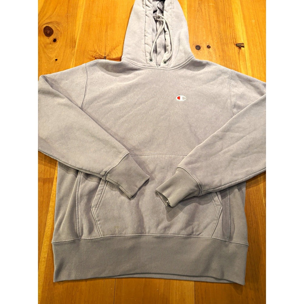 Champion Reverse Weave Men's Medium Purple Pullover Hoodie C Logo Sweatshirt